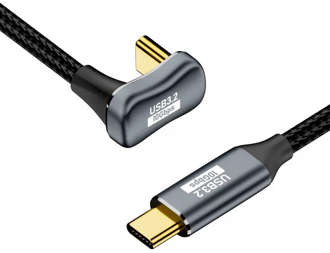 Ytek C타입-C타입 USB 3.2 Gen2 180도 U자형 10Gbps 4K 60Hz 영상출력 100W PD 초고속 충전 케이블, 블랙, 1개, 150cm