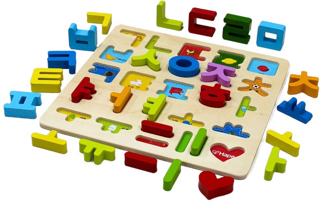 하페 한글 입체 원목 퍼즐 마그넷, 1세트, 27피스