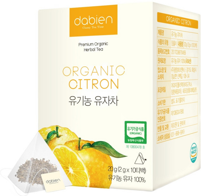 다비앙 유기농 유자차, 2g, 10개입, 1개