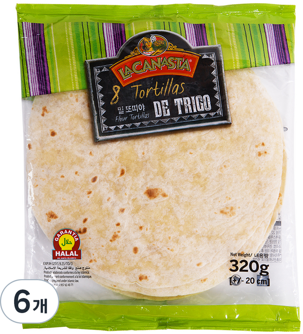 라카나스타 밀 또띠야 20cm, 320g, 6개