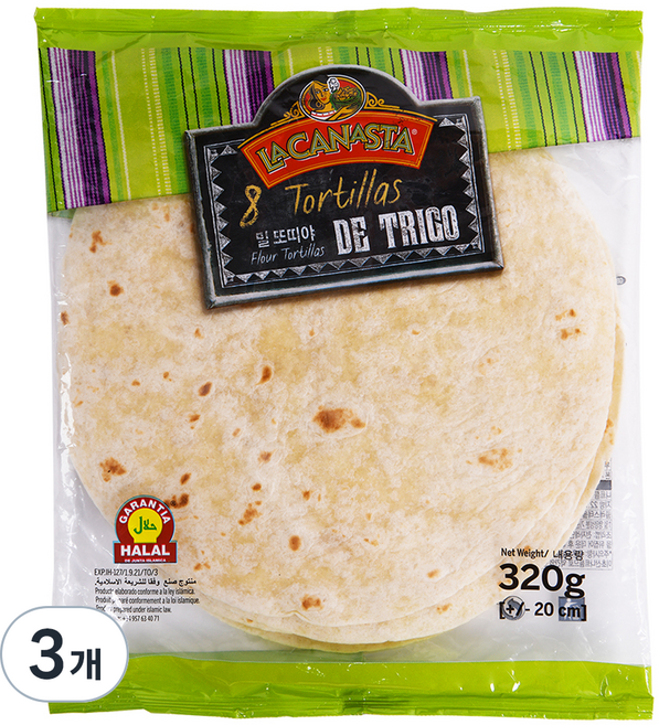 라카나스타 밀 또띠야 20cm, 320g, 3개