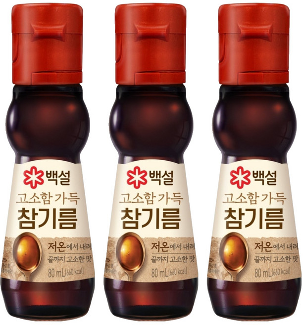 CJ BEKSUL 白雪 香濃麻油, 3個, 80ml