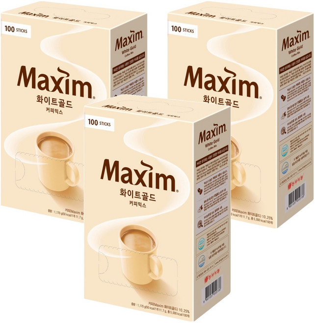 맥심 화이트골드 커피믹스, 11.7g, 100개입, 3개