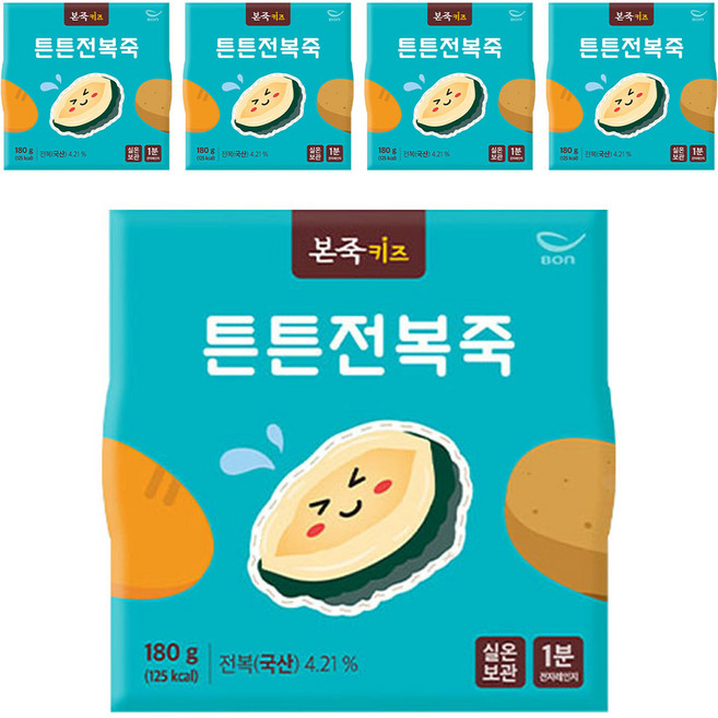 본죽 키즈 튼튼 전복죽, 180g, 5개