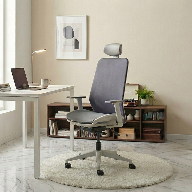 듀오백 사무용 컴퓨터 책상 메쉬의자 Q1W 에어로, 그레이