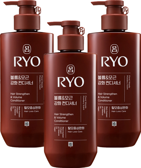 려 흑운 볼륨&모근강화 컨디셔너 탈모증상완화 우디머스크향, 480ml, 3개