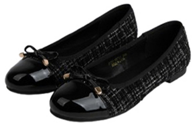 분홍코끼리 쫀득몰드창 아이린 리본 배색 플랫 슈즈 1cm