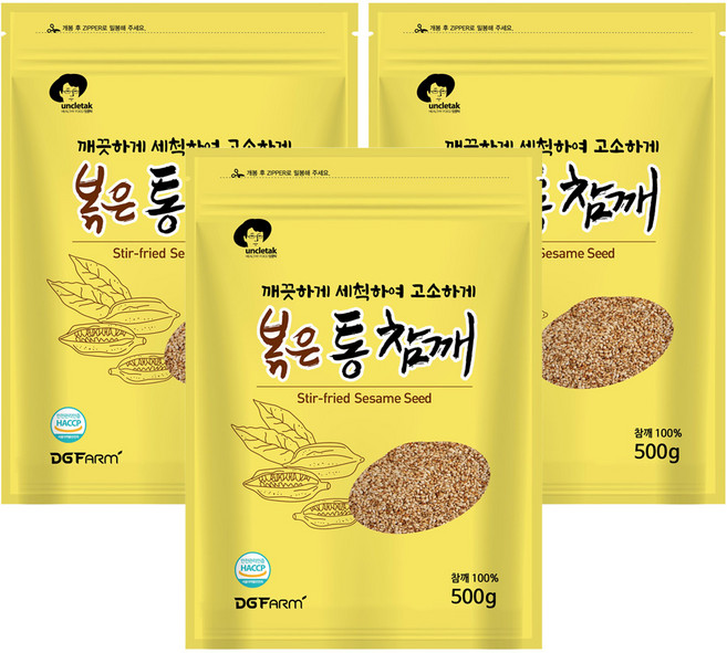 엉클탁 볶은 통 참깨, 500g, 3개