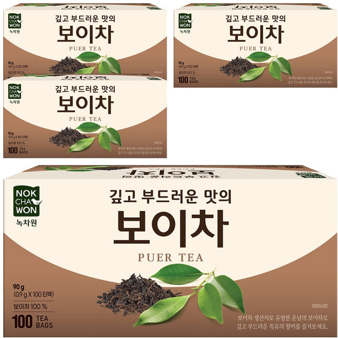 녹차원 보이차, 900mg, 100개입, 4개