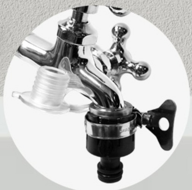 월드크린 호스 수도꼭지 연결 이중 커넥터, 1개, 화이트