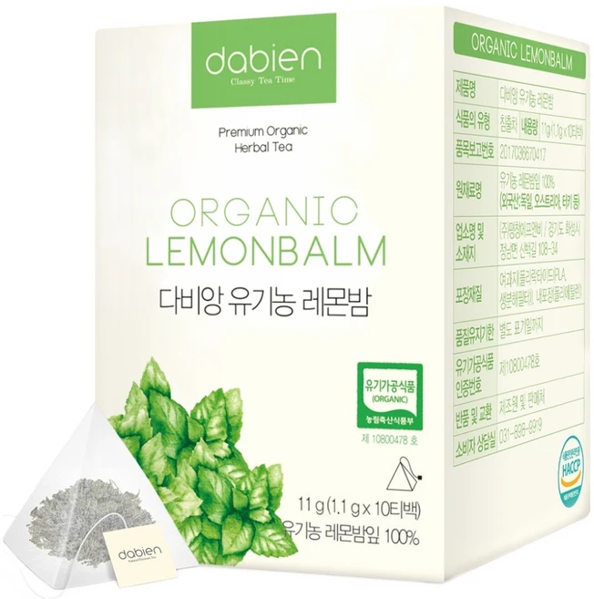 다비앙 유기농 레몬밤, 1.1g, 10개입, 1개 - 쿠팡