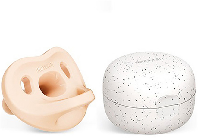 모윰 올 실리콘 마카롱 노리개젖꼭지 + 전용 케이스, 2단계(3~6개월), 피치핑크, 1세트