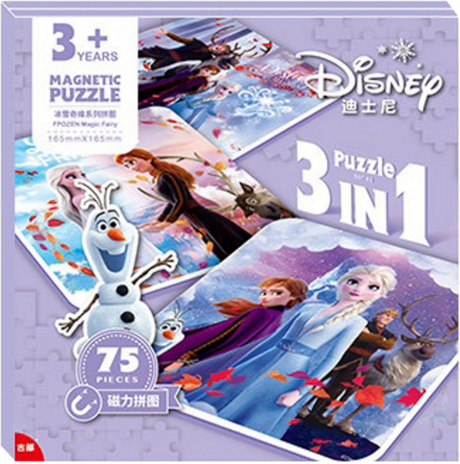 古部 冰雪奇緣磁力拼圖 3合1 適合3歲以上兒童, 75片, 1盒