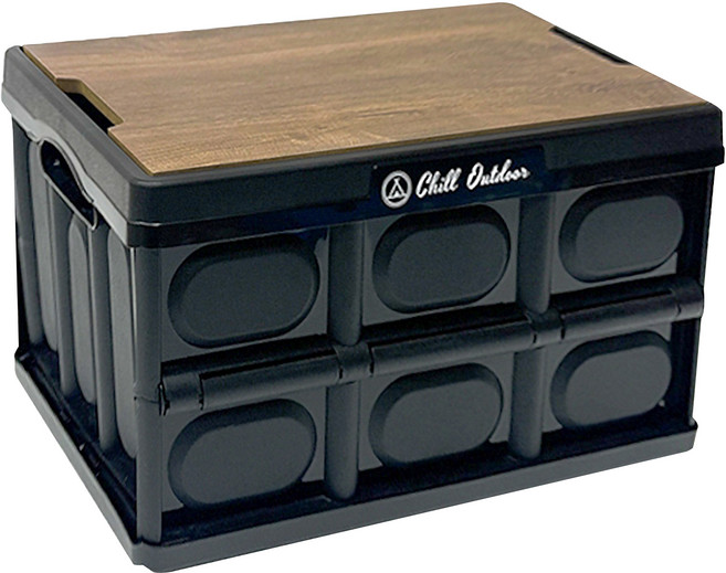 Chill Outdoor 露營折疊收納箱 附質感木蓋 50L, 顏色隨機, 1組, 1層