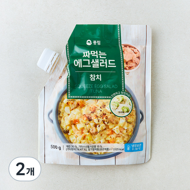 풍요한아침 짜먹는 참치 에그 샐러드, 500g, 2개
