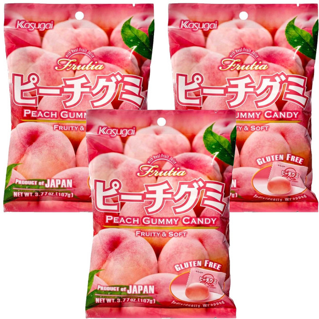 카수가이 피치 구미 젤리, 107g, 3개