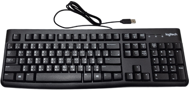 logitech 羅技 K120 有線鍵盤 USB, 黑色, YU0042, 深凹式