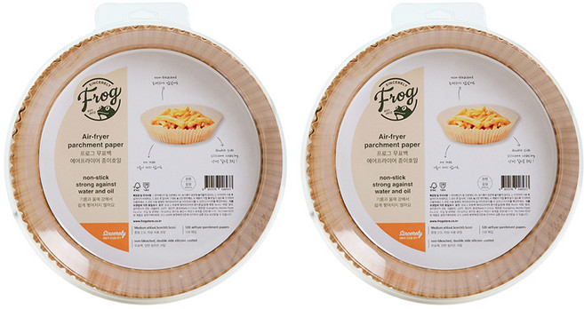 프로그 무표백 에어프라이어 종이호일 중형, 16cm, 120개입, 2개