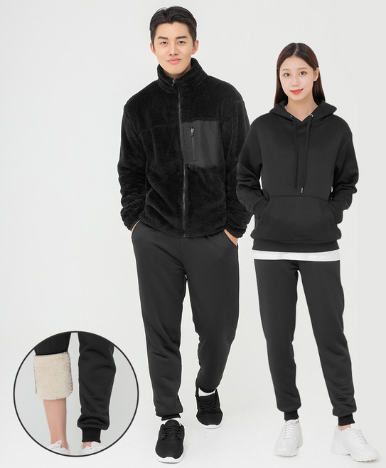 캐럿 남녀공용 방한 보아 플리스 안감 조거 팬츠