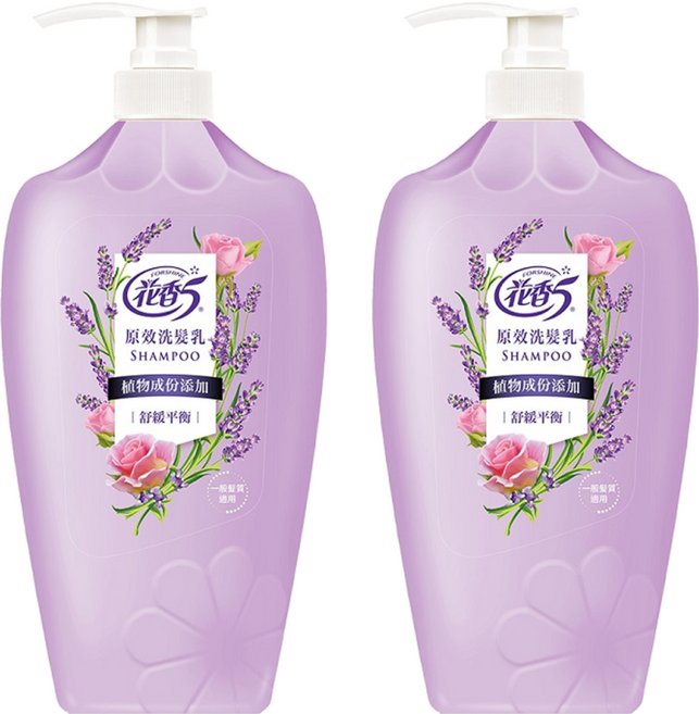 花香5 舒緩平衡洗髮乳 薰衣草玫瑰, 1.1kg, 2瓶