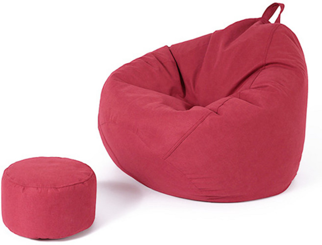 舒適懶骨頭沙發 特大 105*115cm +腳凳, 經典紅