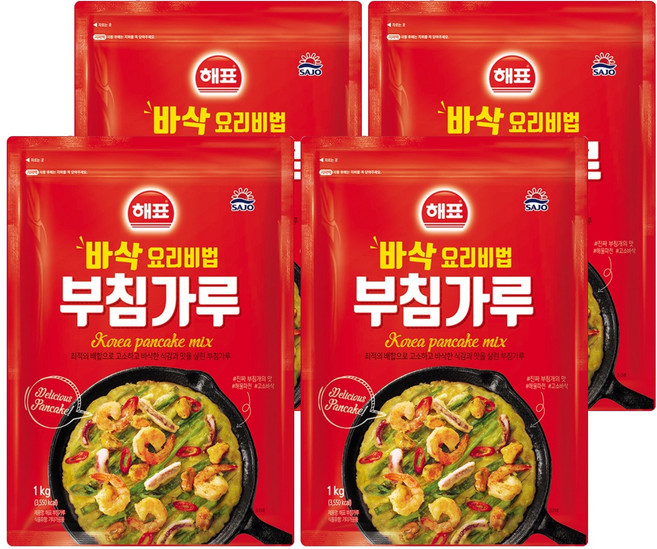 해표 부침가루, 4개, 1kg