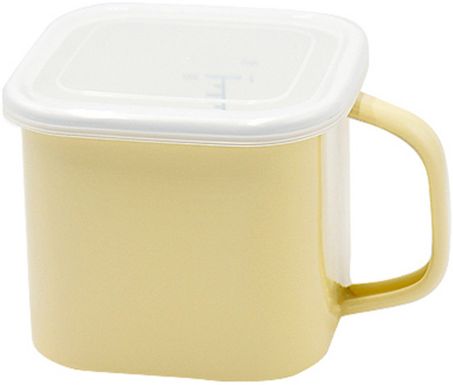 법랑 캐니스터 손잡이 용기 옐로우 1.45L, 13.7cm, 1개