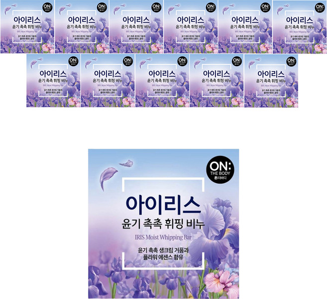 온더바디 플라워 휘핑 비누 아이리스, 90g, 12개입