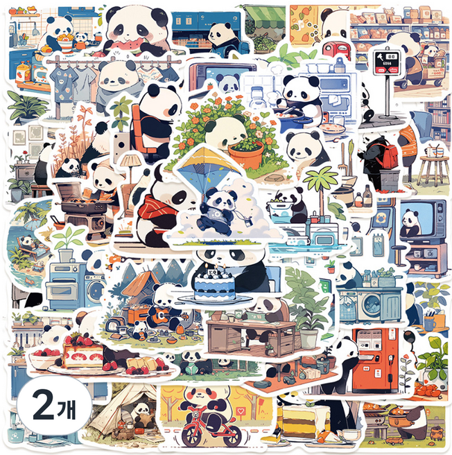 아이엔피 감성충만 방수PVC 꾸미기 스티커 50p, B 데일리팬더, 2개