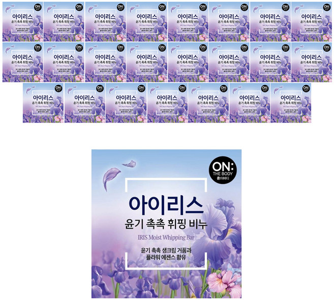 온더바디 플라워 휘핑 비누 아이리스, 90g, 24개입