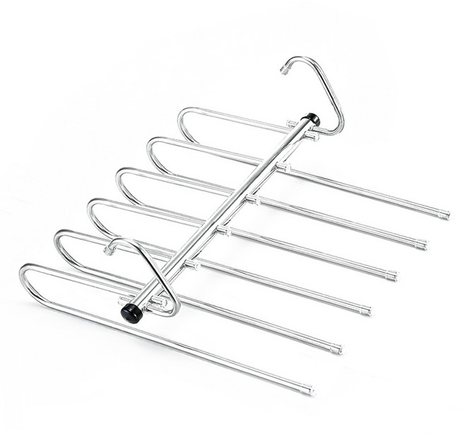 한봄누리 공간 절약 다용도 바지걸이 올스텐 행거 6단, 실버, 1개