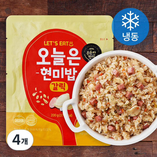다신 오늘은현미밥 갈릭 (냉동), 200g, 4개