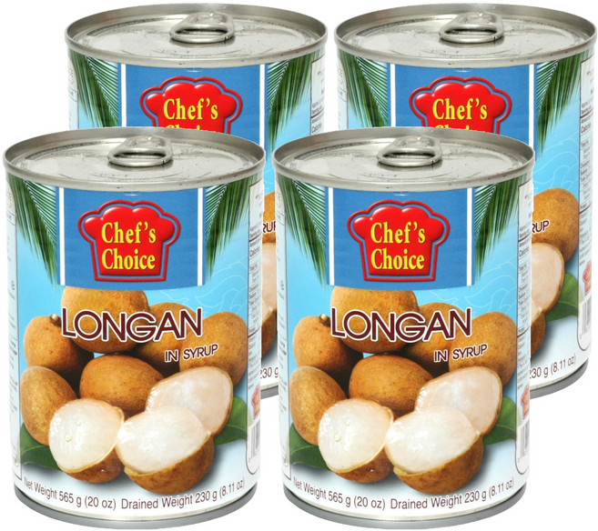 쉐프의초이스푸드 롱간 과일통조림, 565g, 4개