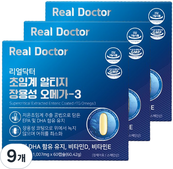 리얼닥터 초임계 알티지 장용성 오메가3, 60정, 9개