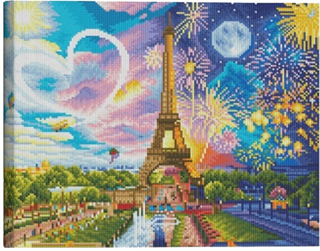 아트조이 DIY 보석 십자수 캔버스형 50 x 40 cm, 에펠탑하트, 1세트