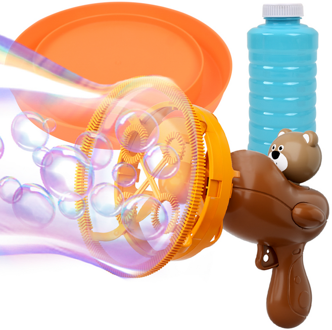 듀얼 버블건 이중 비눗방울 머신 세트, 곰돌이, 1세트