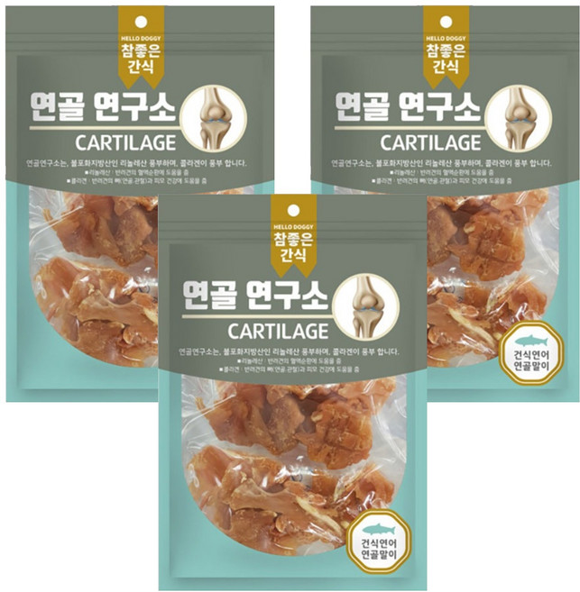 헬로도기 강아지 연골연구소 수제간식, 건식연어말이, 100g, 3개