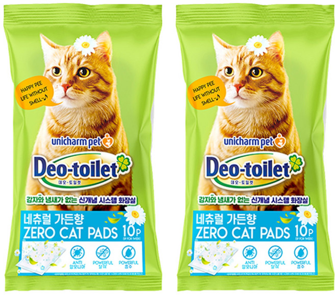 유니참데오토일렛 제로 캣 화장실 패드 네추럴가든향 10p, 혼합색상, 2개