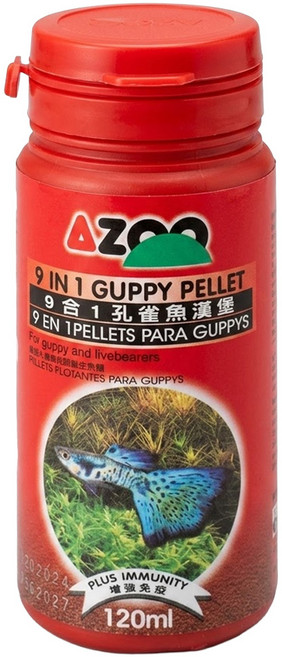 AZOO 9合1孔雀魚漢堡/飼料 小型魚, 120ml, 1罐