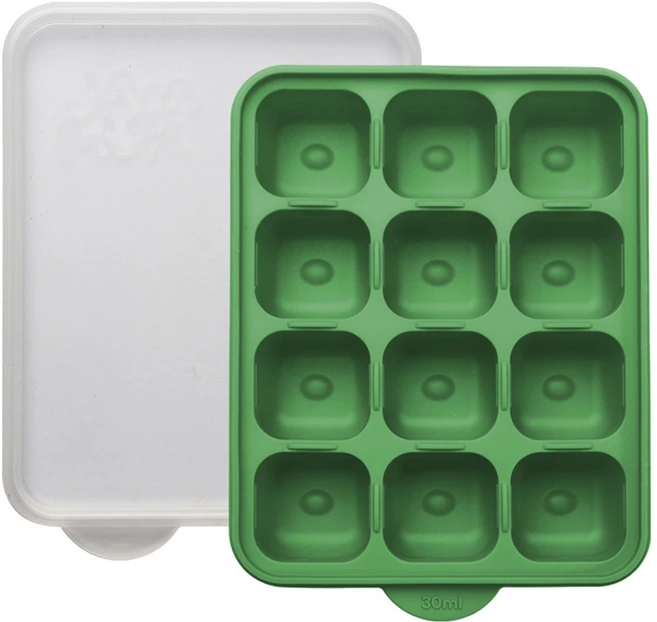 잼먹 국내 제조 실리콘 멀티큐브 이유식 보관용기 12구, 360ml, 그린, 1개 - 쿠팡