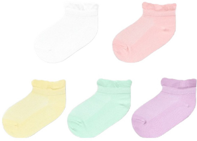 유니프랜드 메쉬 프릴 자가드 발목 양말 5종 세트