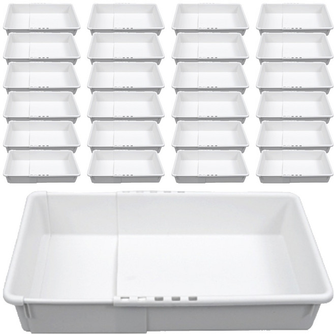 올유리빙 길이조절 바스켓, 화이트, 3호, 25개