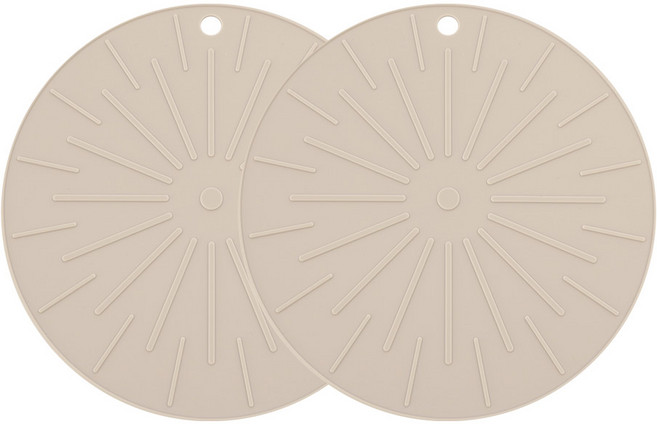 가쯔 실리콘 인덕션 보호 매트 스크래치 방지 냄비받침, 베이지, 2개