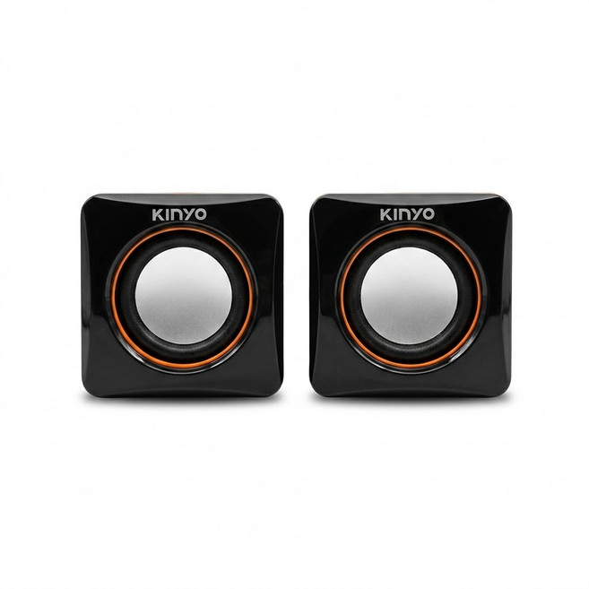 Kinyo USB 迷你筆電專用小喇叭 70 x 70 x 70mm 317g 2個, US-202, 黑色