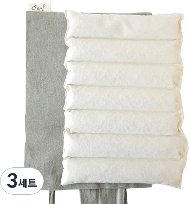 수미인 팥찜질팩 + 주머니 세트 중형 차콜네이비, 3세트