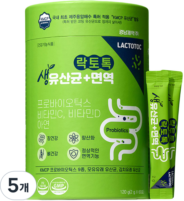 경남제약 락토톡 생유산균 면역 60포, 120g, 5개