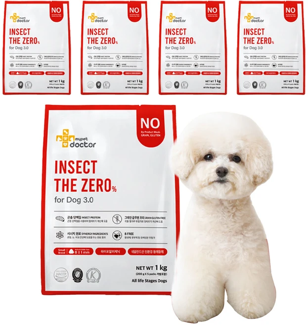 마이펫닥터 전연령 더 제로 포 독 3.0 알러지 건식사료, 곤충, 1kg, 5개 - 쿠팡
