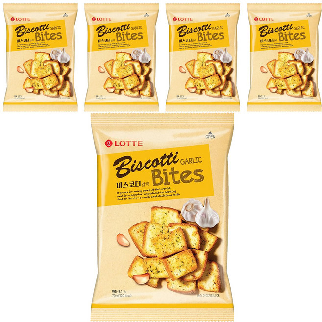 LOTTE 樂天 大蒜麵包餅, 70g, 5包