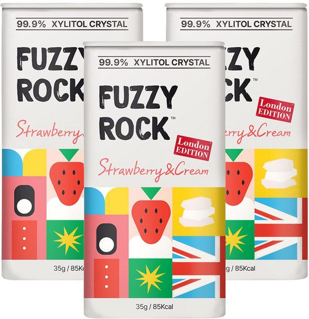 퍼지락 자일리톨 크리스탈 캔디 스트로베리 앤 크림향, 35g, 3개