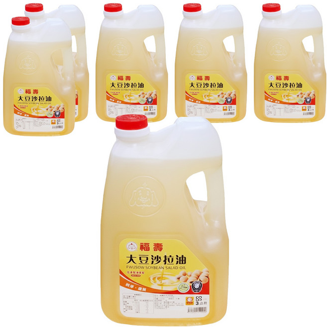 福壽實業 大豆沙拉油, 3000ml, 6瓶